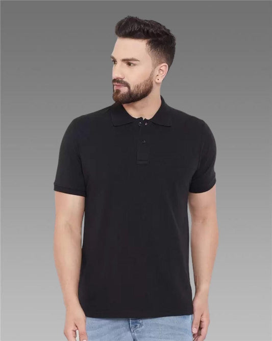 Cotton Blend Solid Half Sleeves Polo T-Shirt