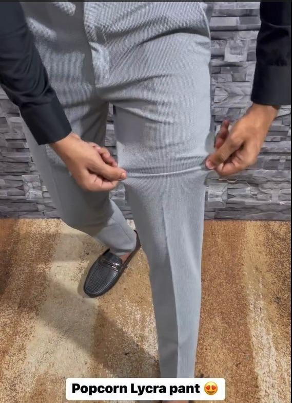 Popcorn Fabric Ankle Length Trouser For Men's